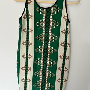 Green Geometric Pattern Dress